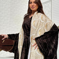 Gold Patterned Velvet Abaya