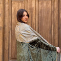 Gold Panel Velvet Abaya
