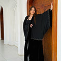 Black Wavy Edge Velvet Abaya