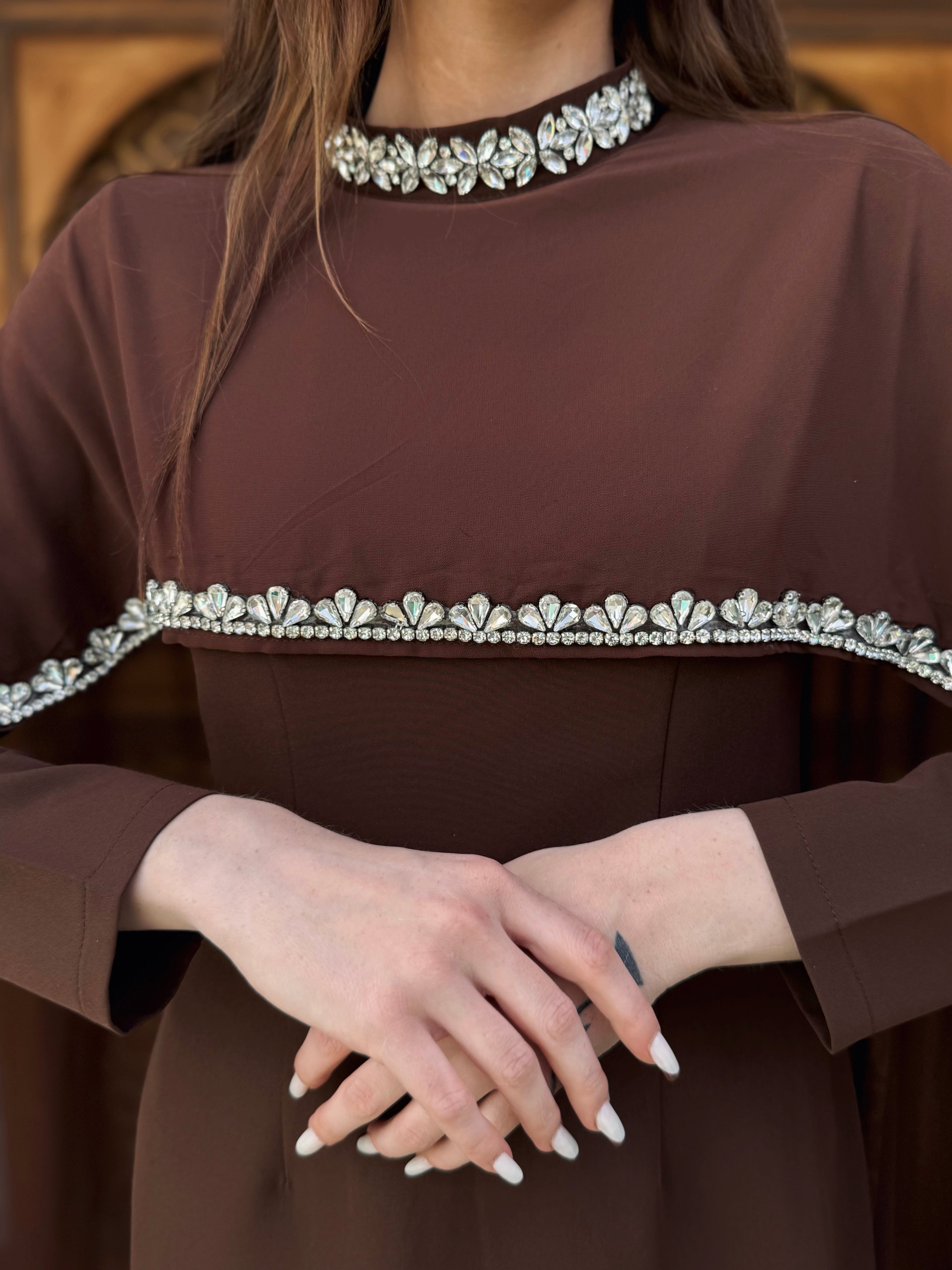 Chocolate Brown Cape Dress