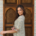 Silver Radiance Sequin Cape Gown