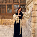 Onyx & Gold Bell-Sleeve Gown