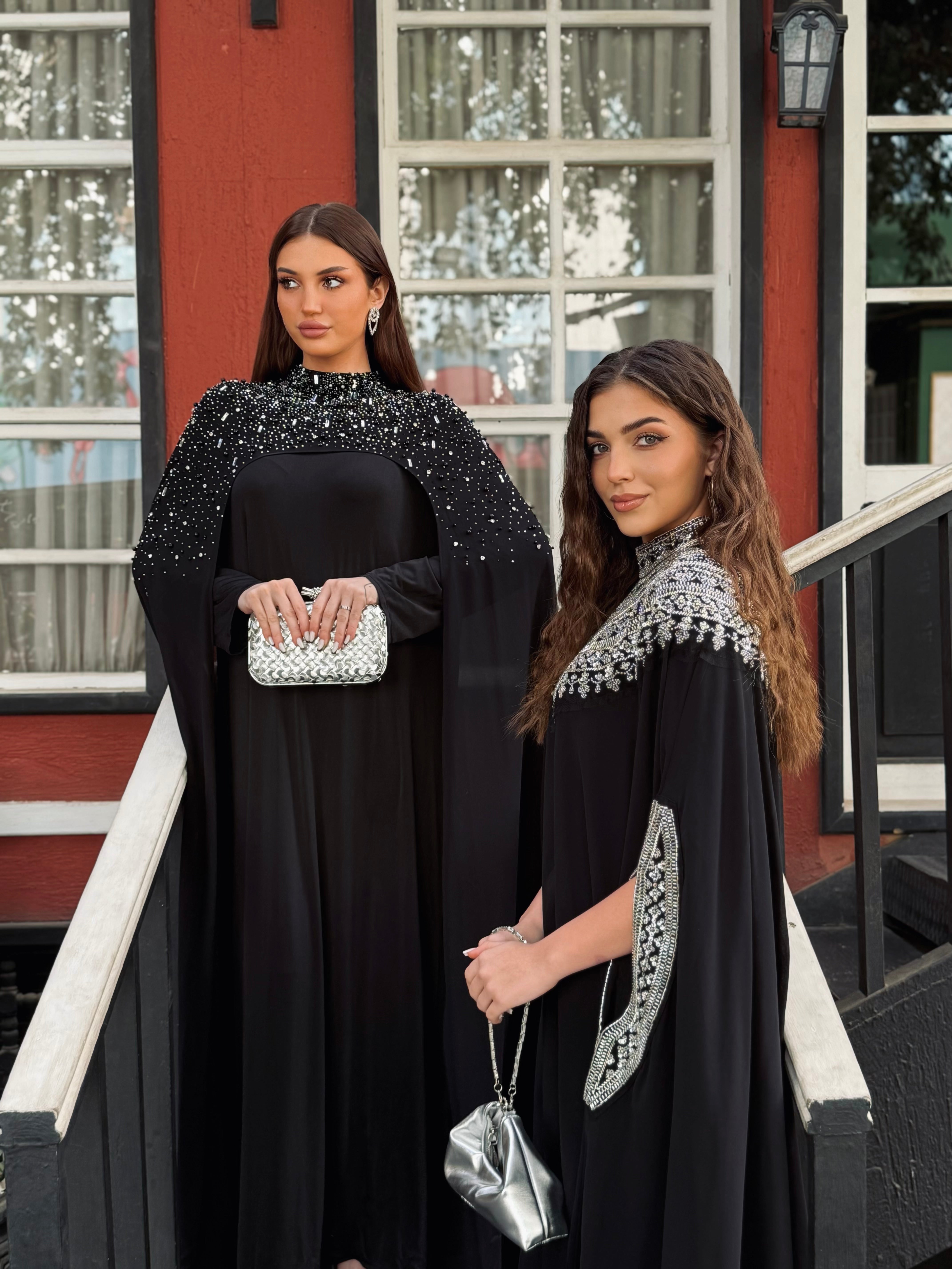 Empress Silver-Trim Abaya